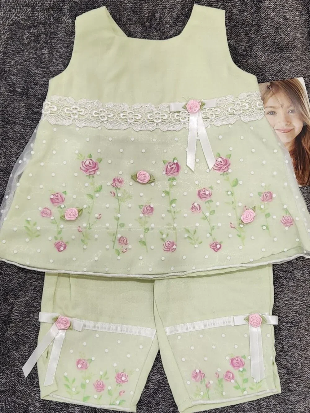 Youngland - Baby Girls' Spring Green Rose Pant Set